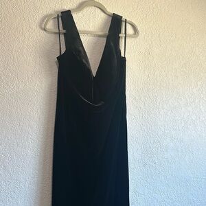 Revelry black velvet bridesmaid dress